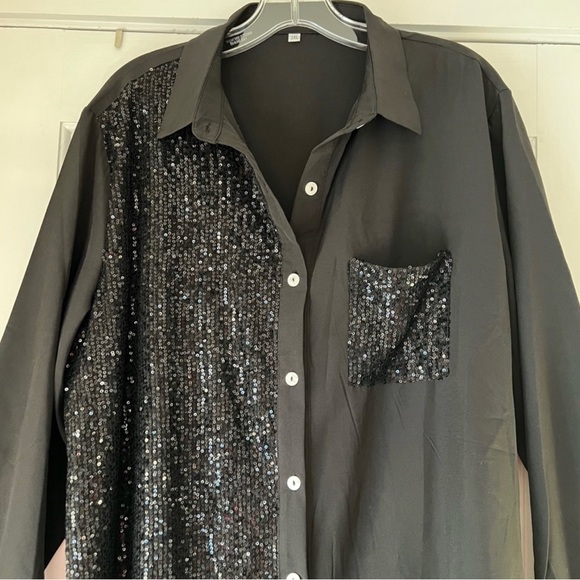 Size Small, Melarey Boutique Satin, sequined dress. - Picture 3 of 5